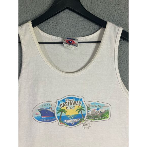 Vintage‎ Disney Castaway Cay Unisex Tank Top 2XL White Summer Casual - Picture 4 of 8